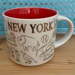 Starbucks 2018 Holiday Been There Series NEW YORK Coffee Mug White/Red/Gold 14oz